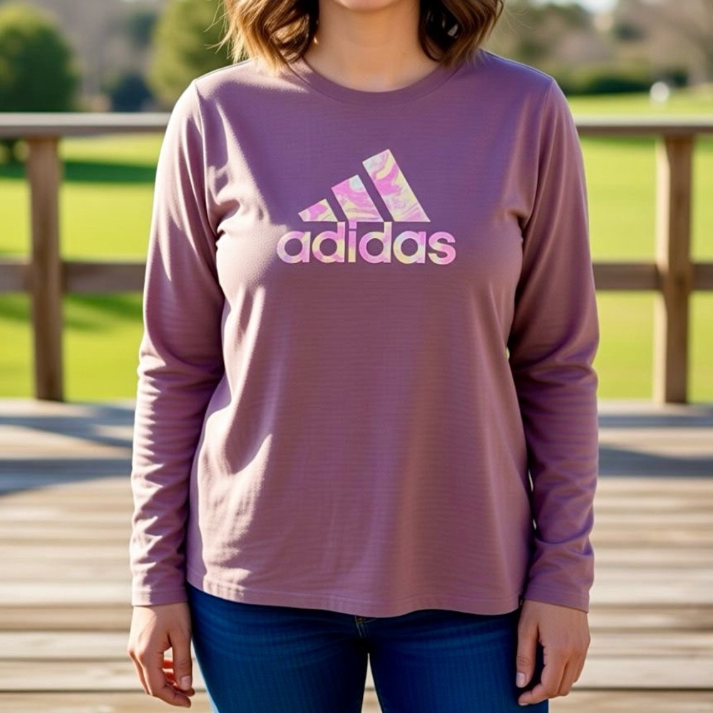 - Adidas 2XL Logo Color Swirl Long Sleeve Tee! NEW!